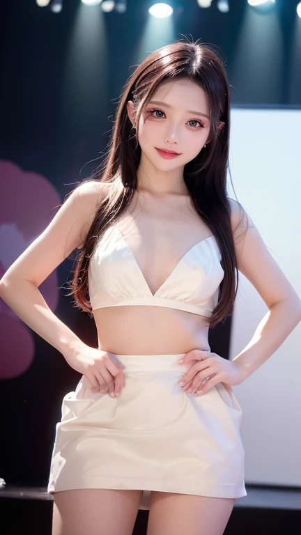 (RAW photo, highest quality), (realistic, Photoreal:1.3),highest quality,very detailed,table top,Super detailed,shape,1 girl,upper_body,dynamic angle,world masterpiece theater,Messy_length_hair,highest quality,very detailed CG Unity 8K 壁紙,pitch black,wonderful,cinematic lighting,lens_flare,very detailed、((Euphoric look))、((orgasm:1.2))、((smile:1.15))、((sweating:1.4))、((translucent:1.55、肌に吸い付く襟付きでbodyのシルエットを美しく見せるセーラー服型ボディスーツ.:1.6))、Pink and red、ribbon、Sailor Hut、double ruffle garter、super cute girl、10th generation、Part of an idol group、(((at the concert「ザ☆ピ〜s!」dancing)))、(spread your legs wide), (Pull your hips back), (Arch the upper body), and place your left hand on your hip.、Right hand salutes with two fingers、hairが動いている、spotlight of、professional lighting、cinematic light、Three-dimensional、viewer'perspective、視聴者のperspective、