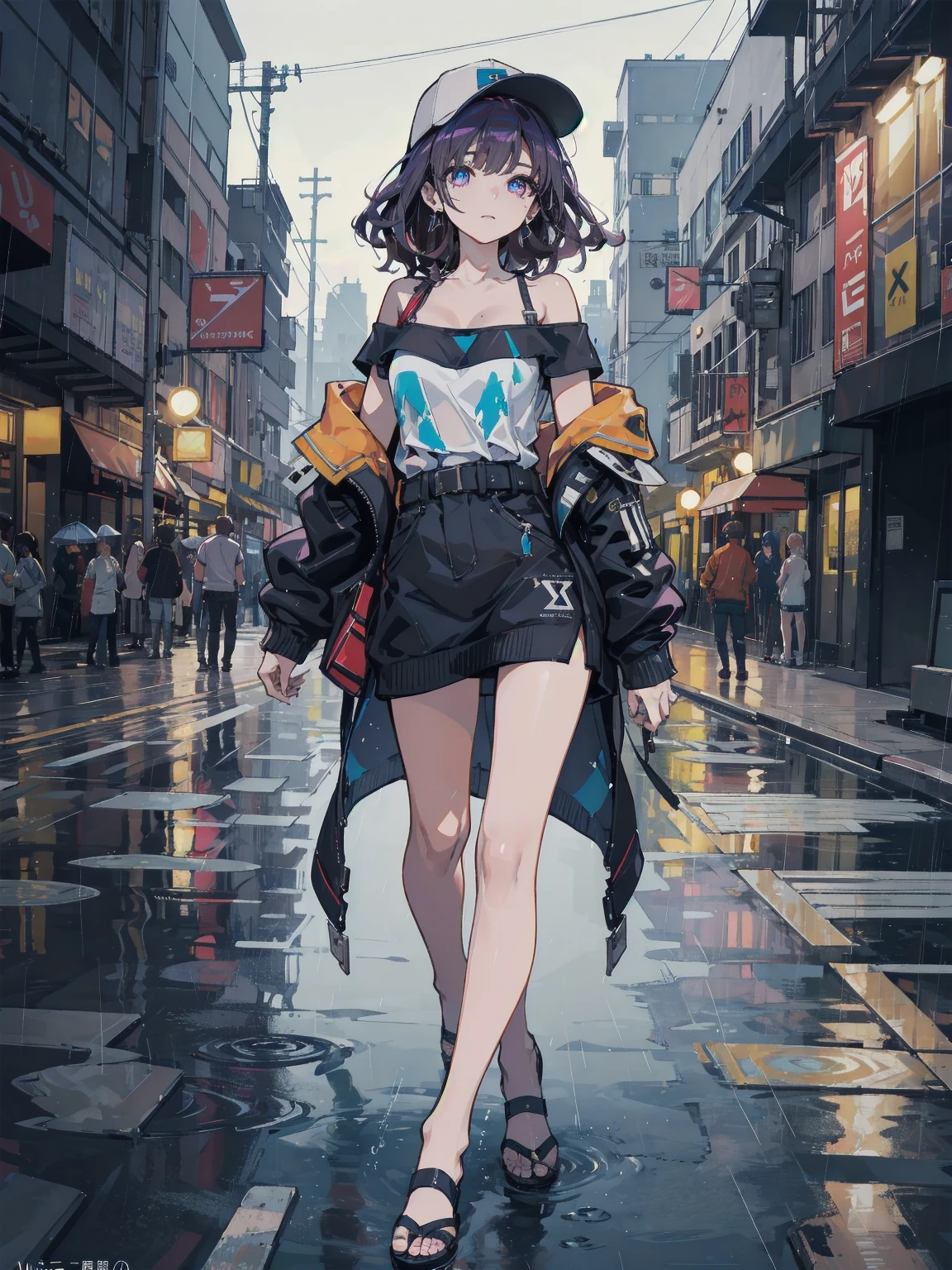 realistic 90's giant girl on the road of the big city girl in bikini swimsuit female giant giant girl Whole body sneakers Destroyed skyscrapers Destroyed cars Crowd Unreal Engine, ,anmnr,giantess,giant girl,Big city, valley between buildings, h