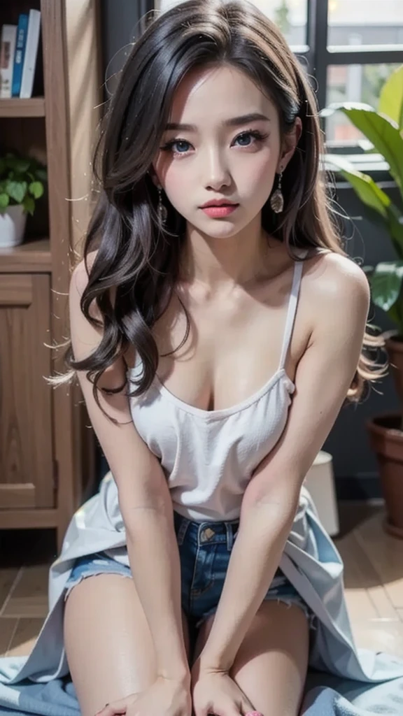 (realistic, high resolution:1.3), 1 girl with perfect figure, super fine face and eyes, long hair, tank top: 1.2 in random colors, short jeans, in a café, coffee on the table, small breasts, exposed cleavage,(20d:1.2),(thigh highs:1.4)((Detailed eyes)) ((detailed hair)), detailed skirt, detailed body, ((detailed face)) (top quality, 8k, masterpiece: 1.retty woman with perfect figure: 1.4, dark brown hair, big, wearing pendants, torn shorts, very detailed face and skin, detailed eyes, double eyelids, top quality, masterpiece, (photorealistic: 1.4), one woman, golden ratio, upper eye care, perfect face, beautiful figure, face close-up, long hair, gloss, highlight, gloss, glossy on skin, glossy on skin, wet skin, wet, bangs, cute smile, bust, off-shoulder, refreshing charm, elegant, perfect hands, shiny, highlight, glossy skin, bangs, bust, big, Warm off-shoulder, refreshing charm, ears out, gaze to the camera, poses at different angleshttps,(((Flawless Skin, Blushing Red Cheeks, Glitter Eyes and Aegyo Sal, Natural eyebrows, Curled eyelashes and thin eyeliner Blurred lips to look sexier))) ((((FULLNUDE)))) ((((climax))))