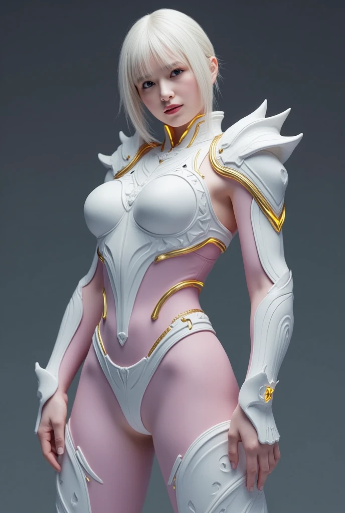 1 neutral tan bunnygirl , Shinny white armor