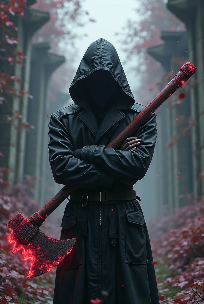 I want you to draw the rapper Canserbero, dressed in an Akatsuki robe from the anime Naruto. I want his face to be seen and he has the Mangekyo sharingan in his eyes, (the Sharingan is from the anime Naruto). for the background I want a dark forest, so that the red eyes of the sharingan stand out more . I want him to be seen walking holding Tanjiro's katana from the anime Demon Slayer, and the sword is on fire.
I don't want him to wear any clothes or chains