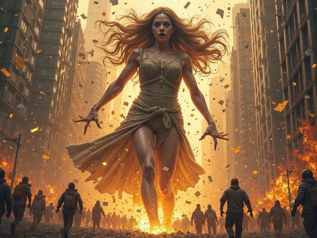 photograph, high-budget CGI, hero shot of sexy beautiful (23 year old:0.7) pretty woman in blue skaters skirt knitted_skimpy_bodice flaming_hair entering through dimension portal gap from dark blue world into exploding ral-vlntxplzn city, night time, spewing lava into high-rise futuresurban skyscrapers, exploding ral-vlntxplzn roofs like volcanoes with debris particle effects flying, film grain, action, excellent composition cinematography, (embedding:SDXL10\SK_CINEMATIC:0.5), <lora:SDXL10\futuresurban2_XL:0.8>, <lora:SDXL10\ral-vlntxplzn-sdxl::0.7>, <lora:SDXL10\sdxl_photorealistic_slider_v1-0:2>