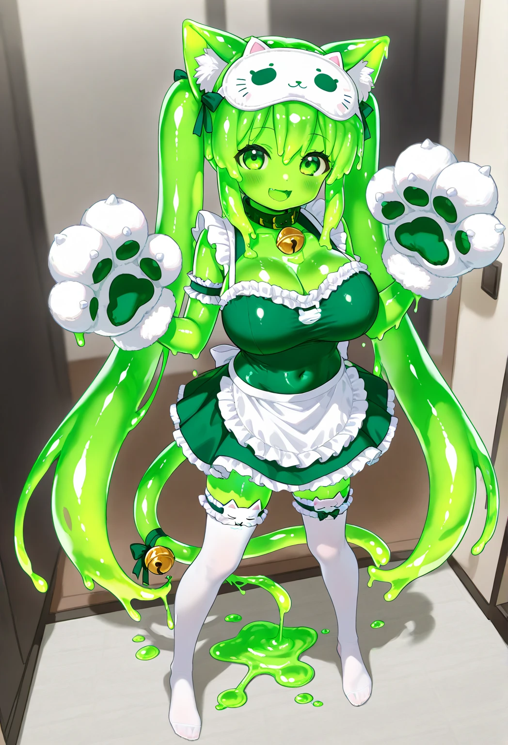 ((High Quality image 10k)) ((perfect autonomy 10k)) ((perfect hands 10k)) Masterpiece, green rabbit furry girl, angry face, closed eyes, naked, big breasts, thick body, pussy focus, wet pussy, a whole lot of pussy juice, full body, Standing, in the living room, cuerpo completo, high resolusion