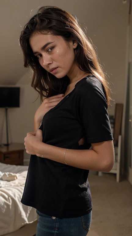 Woman having indigestion