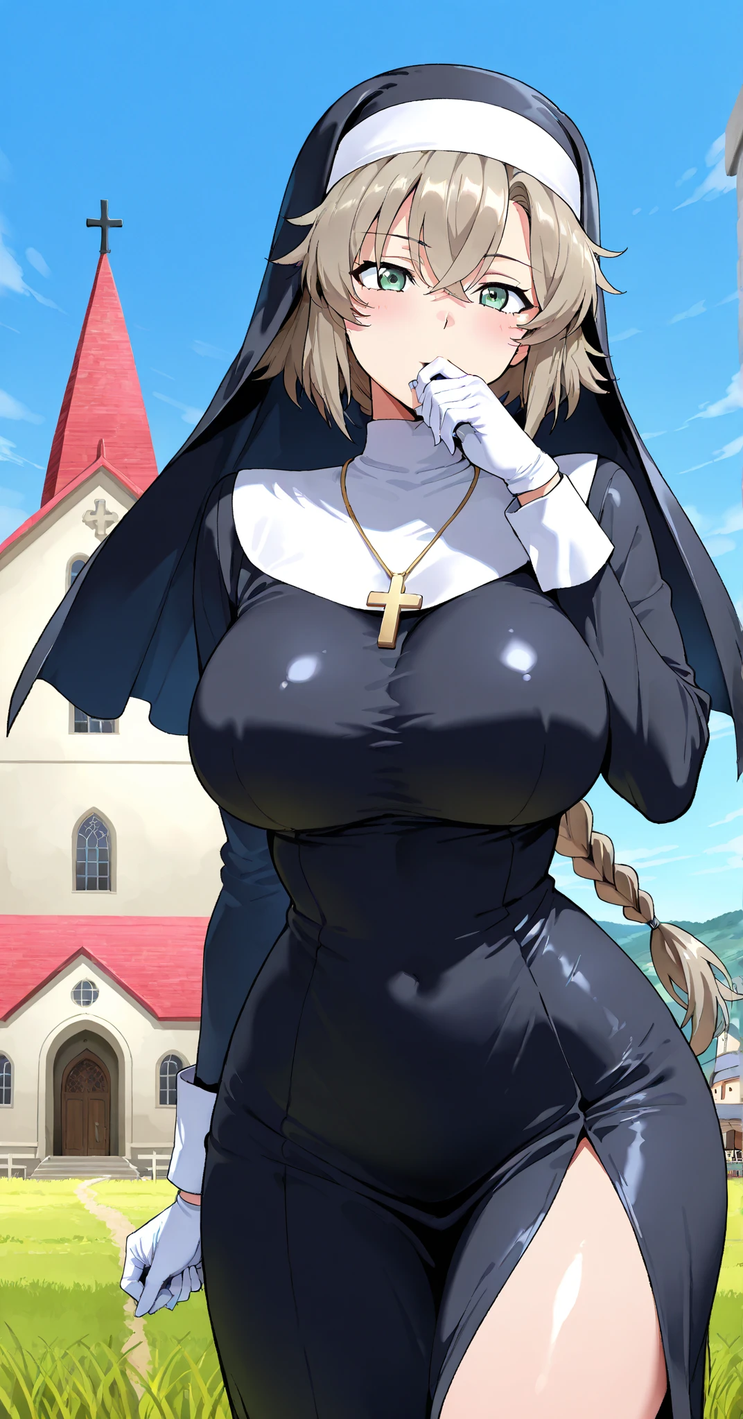 score_9, score_8_up, score_7_up, source_anime, rating_explicit, uncensored,masterpiece,best quality, source_anime, anime screencap, megami magazine, 1shota, breast sucking, BREAK, upper body, Shiki_XL, 10s, huge breasts, nipples, cleavage, blonde, long hair, red eyes, hairclip, BREAK, shiki_shinobi_outfit, shiki_witch_hat, cape, elbow gloves, garter straps, thigh boots, black thighhighs, blush, smile, half closed eyes, looking down, sweat, forest