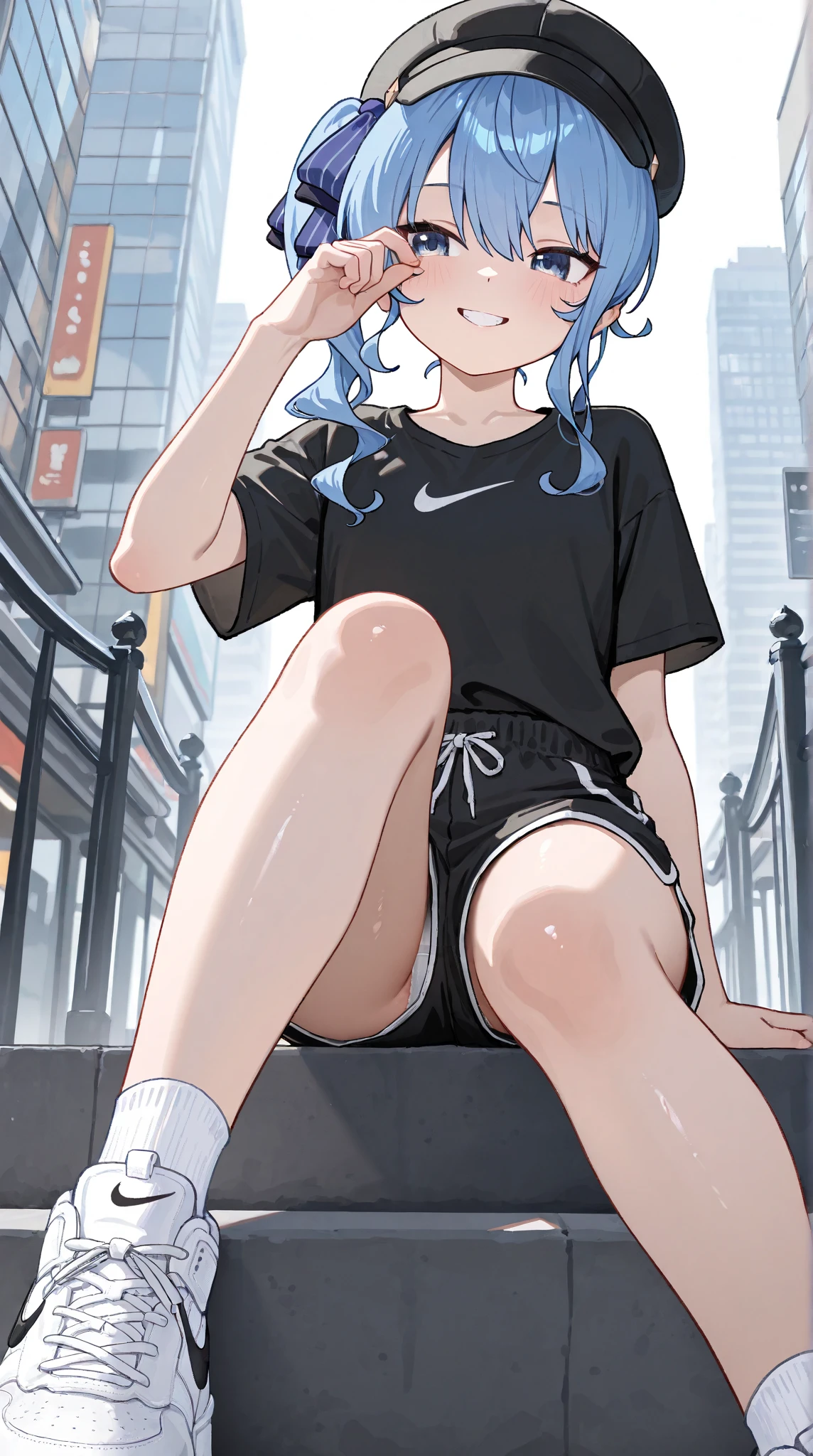 1 adult anime girl, hair color - white, hairstyle - bob, elven ears, stern eyes, eye color - red, glasses, embarrassed look, closed full mouth, face covered in sperm, bare breasts, T-shirt raised, white T-shirt, bulging breasts, miniskirt lifted, panties visible, tight panties, protruding vagina, stockings, high black heels, rich colors, studio light, natural light, lots of detail, high quality image, detailed eyes, random pose