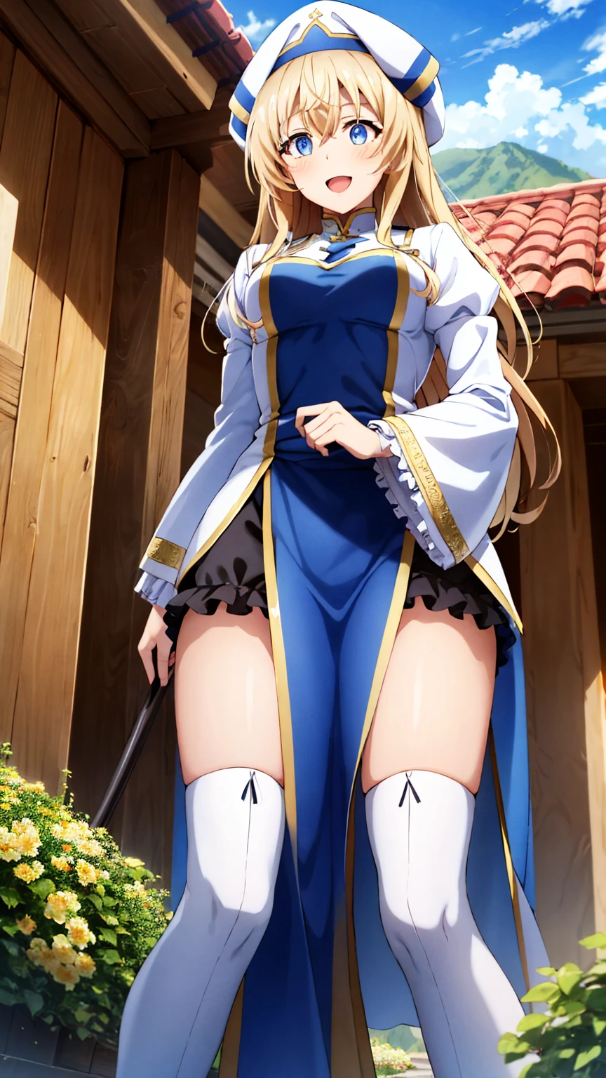 Full Body、Female、Standing、Flip up the skirt、Showing underwear、(Stretching out the tongue)、Drooling,(Five fingertips:1.2),(Twin arms),(Twin legs),highest quality, 4K, (High resolution:1.3) masterpiece, 1.2, Super detailed, HDR, Studio Lighting, Sharp Focus, Bright colors, Portrait, Warm tones, Soft Lighting,white hair、long hair、blue eyes、