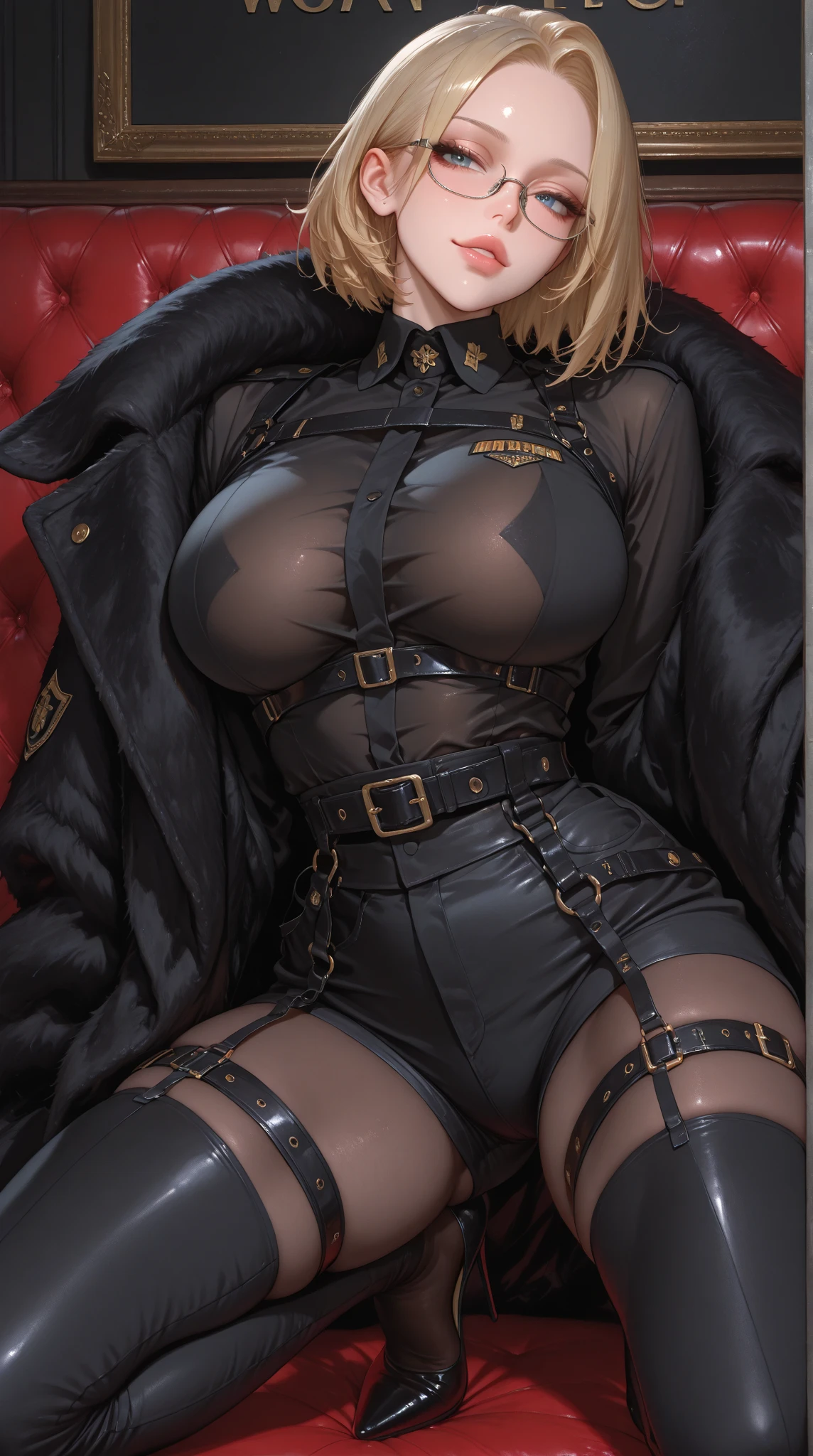 ((Best Quality, 8K, Masterpiece: 1.3)), 1 girl , ("future , techwear, jacket":1.3 ),("micro bikini , transparent pussy":1.2), (glove:1.2),("techwear, leggings, thighhighs:1.2)large breasts , thigh , (dynamic pose:1.1), wind ,future of the city