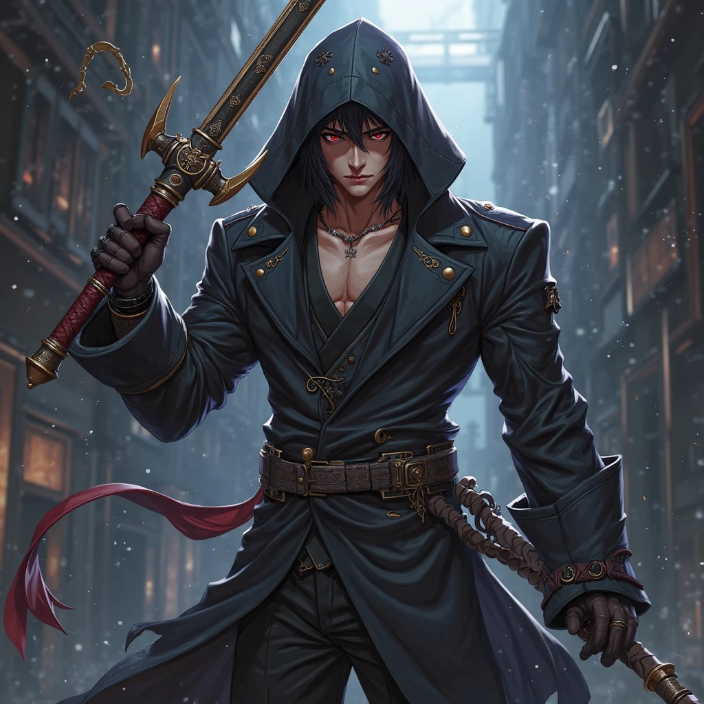 top-quality、Top image quality、masterpiece、Diabolical((Black cloak、well-muscled、best macho、full body chain、Angry eyes、Red blood、fighting poses、lava body,Body of Flame、Skeleton head、Holding a flaming sword in his right hand、Flame shield held in left hand)),hiquality、Beautiful Art、Background with((A crumbling city、the City of Fire)),masutepiece、Elaborate design、visualart、Perfect Art、Horror movie style、