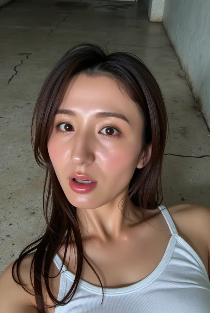 highest quality, RAW Photos, Realistic, face, Incredibly beautiful girl, cute, length Hair,ponytail，Glasses，Written boundary depth, High resolution, Super detailed, detailed, Very detaileded, extremely detaileded eye and face, Sharp pupils, Realistic students, Sharp focus, Cinema Lighting, Japanese, Short Woman,  Physical build, Short arms, length, Narrow eyes, Fleeting atmosphere, 50 years old, Brown bob hair, ((thin lips)), White top and bottom underwear, masterpiece, highest quality, Detailed skin, Detailed face, fine grain, 8k, Excellent anatomy, Upper body portrait，flat breasts, small breasts, small,( small bust: 1.2), small bust, (slim, small, flat, small), thin, Delicate and sexy collarbone, One Girl, (beautiful girl, Delicate girl:1.3), (50 years old:1.3),
