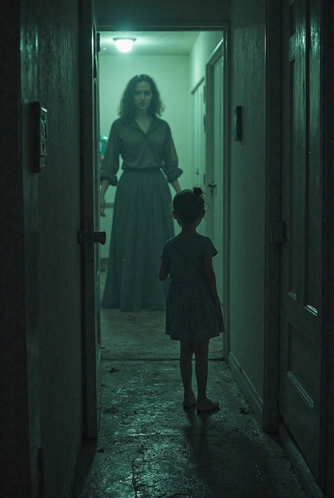 A mother and her 5 year old daughter at home. Scary 