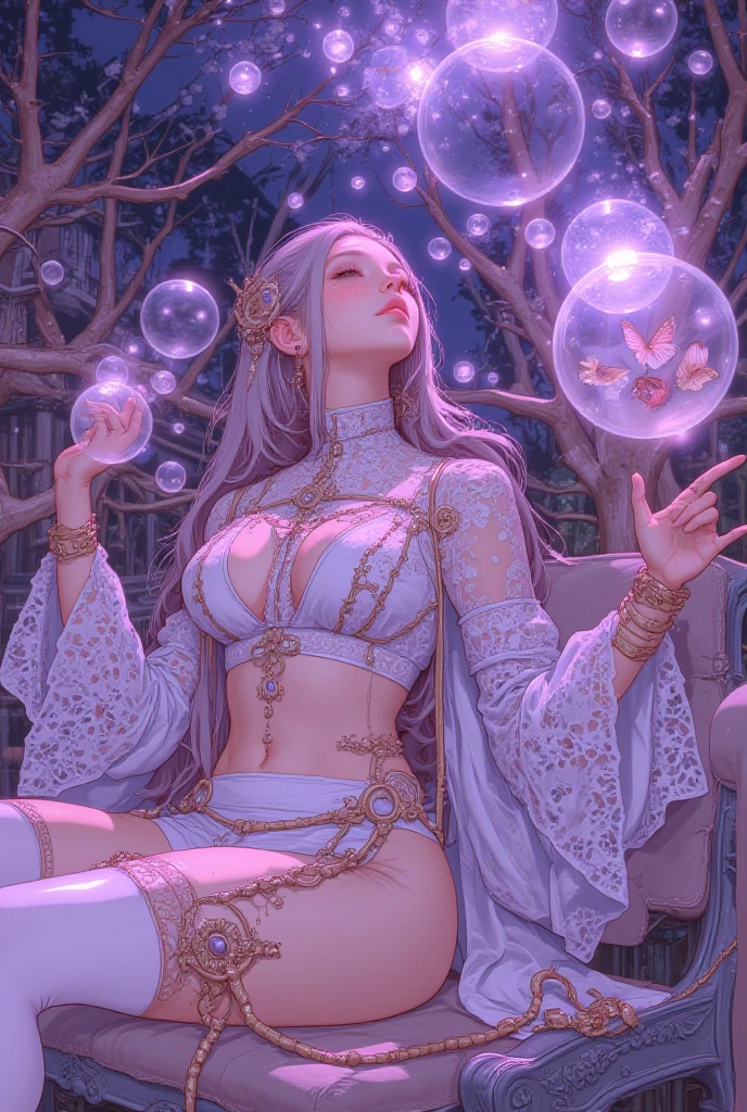 Cotton Candy Queen Women Goddess 8k Resolution Rendered Hyper Realistic Intricate Detail lives in an frosty heart shaped ice bubble, a fanciful place filled with castles, cotton candy, swans lakes and fluffy clouds, An intricate visual representation of computer programing, rendered in 24k resolution with intricate details and symbols.