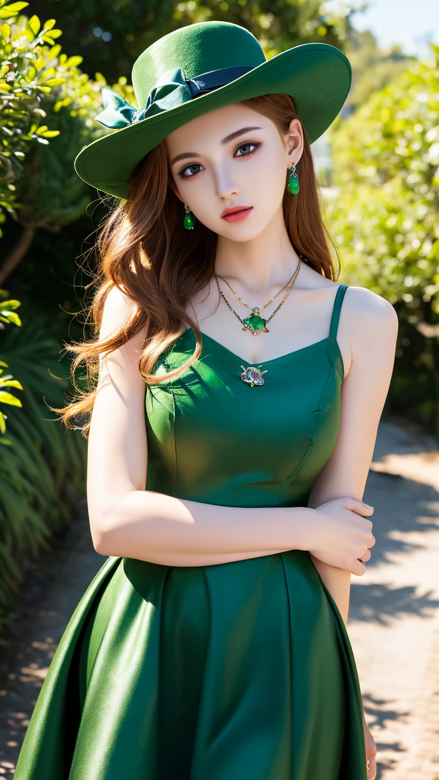 Tzuyu 1, woman, (Realistic), (Hyperrealism), (photoRealistic), Written boundary depth, No makeup:0.7 (whole body:1.8), (Large Bust),(Tight waist), Observe the audience,At the flower garden, Fashion Model, A sexy dress with open shoulders and neckline
