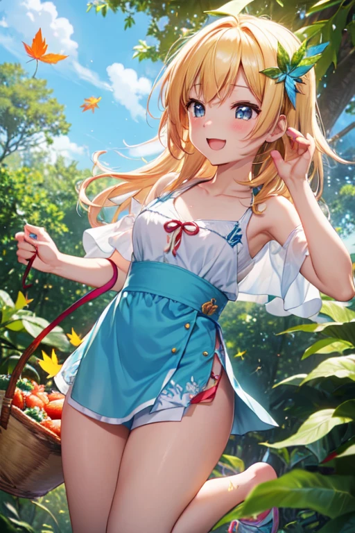 30 years old,1 girl,hyperrealistic, 8k, (extremely detailed 8k), (very delicate and beautiful), (masterpiece), (better quality:1.0), (ultra high resolution:1.0), (masterpiece, best quality), cute,blonde,cleavage cutout,(broen dress:1.3),(crop top navel:1),gleaming skin,twintails,twin bun,a red ribbon on the head,long hair,light green Chinese dress,close up of face,delighted,light green frill apron,pjnk border,hold a bouquet of flwers,from the front,a bunch of flowers