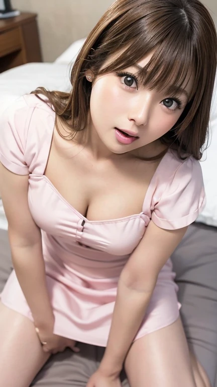 4086kbit,Attention to detail,The Truth About Skin and Skin Texture,
((cat ears girl, Nightgown:1.6)),
((Wearing black tights,Full Body Shot,Wearing black high heels,Top View:1.5)),
((Nipples are visible through the gaps in the clothes, Touching the crotch:1.4)),
((Glass-walled bedroom, Chic Wallpaper, Spotlight:1.2)),
((Age 25, beauty secretary, Naughty lips, Sexy body:1.2)),
((Small breasts, Flat Chest, chest is slightly drooping, Lips slightly open:1.2)),
Eye focus, Narrow shoulders, Beautiful clavicle, Thin arms, Thin legs, The back of the hand is beautiful and feminine, Slim figure, Soft belly, Tight waist, Highly detailed face, super detailed breasts, Ultra-detailed skin, Fair skin, Shiny skin, Ultra-detailed lips, Fuller lips, Thick and soft lips, Glossy pink lips, Blushing, White teeth, blue eyes, Beautiful actress makeup, Intense and cute makeup, Pink lipstick, Dark brown hair, Delicate and soft hair, (Put your hair up, Fluffy short bob:1.2), (Sweep your bangs to the side:1.2), (Stylish earrings,necklace:1.2),