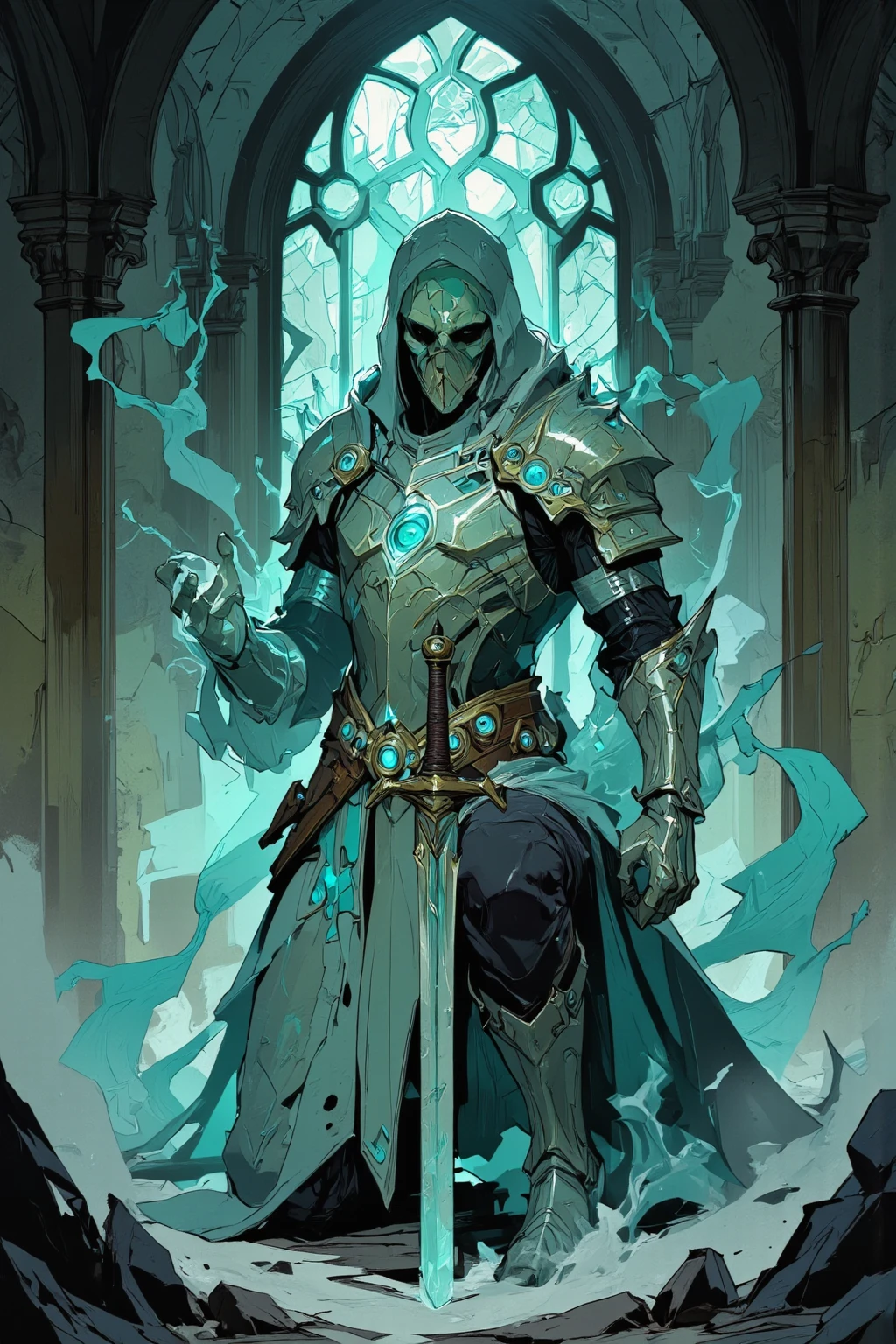 "A very detailed and intense depiction of a terrifying necromancer Altaïr Ibn-La'Ahad., medium shot and impressively captured in super detailed 8k wallpaper, demonstration of complex complexity."