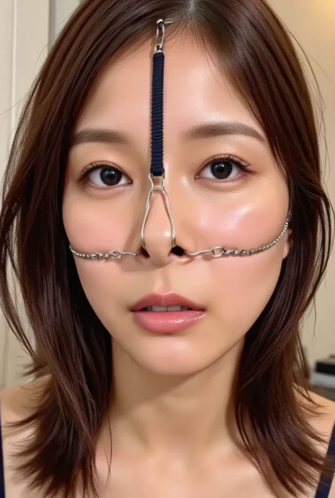 (best quality, Ultradetailed:1), young girl, upper body, front lighting, front pov,open mouth, ballgag