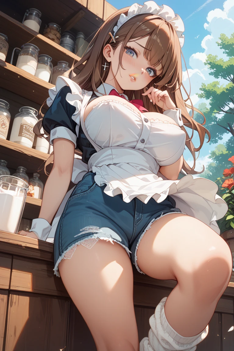 NSFW masterpiece, Highest quality, High resolution, 1 girl's hair ribbon,Shirai Kuroko Nurse uniform hospital Muscular Beautiful beaches Beautiful sandy beach Sexy Random Poses Are standing My crotch gets wet Look at the front, Sexy pose