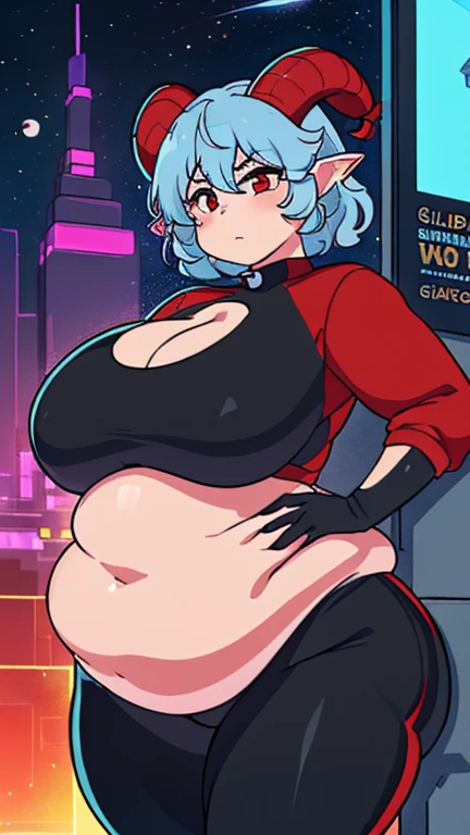 Lucy \(cyberpunk\), 1girl, crunchie hair, Hime cut, silver hair, colored tips, full moon, gray eyes, jacket, long sleeves, looking at the viewer, medium hair, multicolored hair, fringe separated, lips part, pink hair, full body, pregnant belly, pregnant, belly, naked pregnant belly, red eyeliner, red lips, solo, white jacket, cyberpunk \(series\), rainy night in a cyberpunk city with bright neon lights