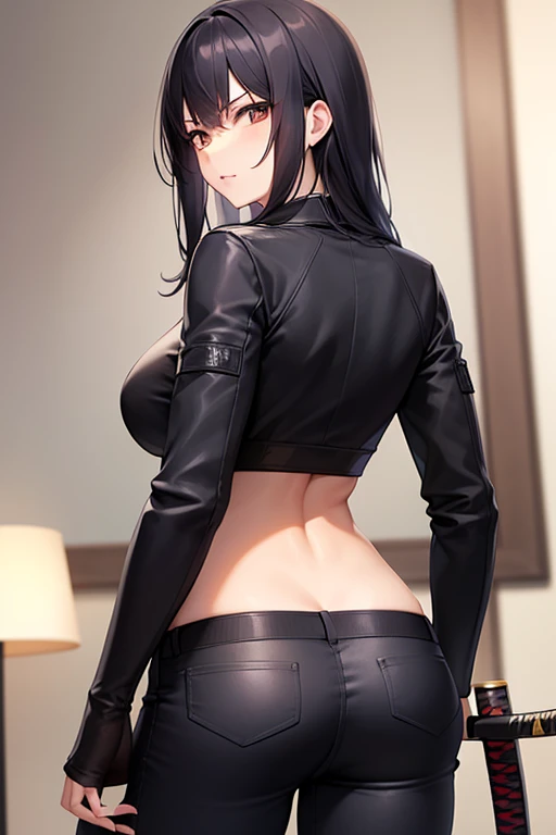 since ago, Shorts, back view, backwards, thick thighs, man masturbating behind, big ass, rubbing the ass with a man's penis, man behind girl, penis between the buttocks, first person of man