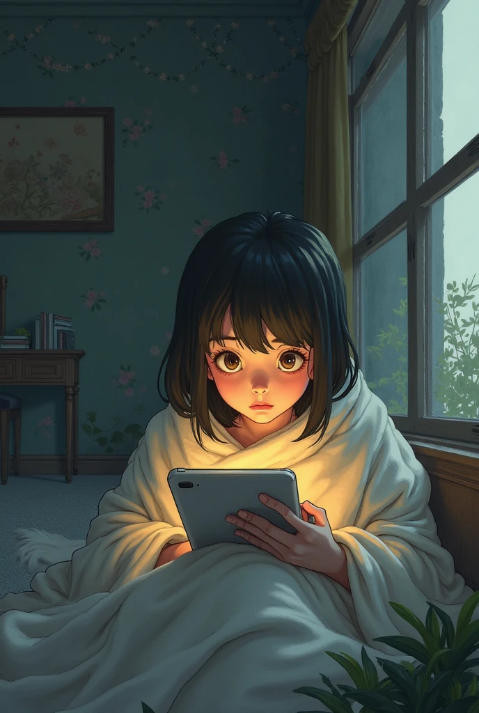 1 girl with eyes open, mouth open, face of fear