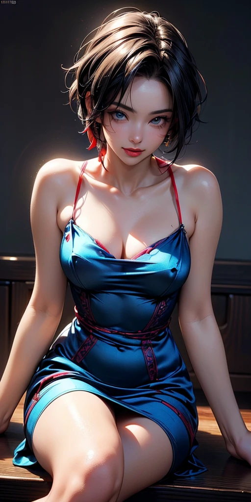 1 girl,(Velvet dress, stockings),outdoor, (permanent,sexy model pose:1.2),jewelry,Lips slightly open, lustful smile, red lips,(huge breasts),(masterpiece), best quality, (Real life portrait photography:1.5),Super detailed,8k,alone,Tamaki