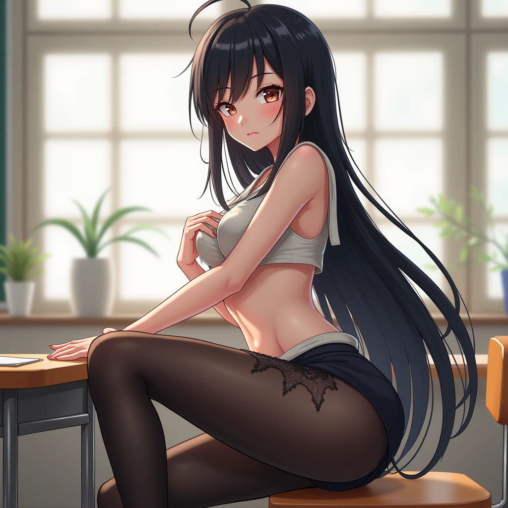 score_8_up, score_7_up, source_anime,1 girl, solo, hair_ponytail ribbon,Black hair, eyes blue, long hair, smile , Yukinoshita Yukino 
BREAK (lace, lace-trimmed_legwear, lace_trim, thighhighs:1.2)
BREAK gym storeroom,
BREAK pov, sex, penis
BREAK (masterpiece:1.2), best quality, high resolution,NSW ,unity 8k wallpaper, (illustration:0.8), (beautiful detailed eyes:1.6), extremely detailed face, perfect lighting, extremely detailed CG, (perfect hands, perfect anatomy),