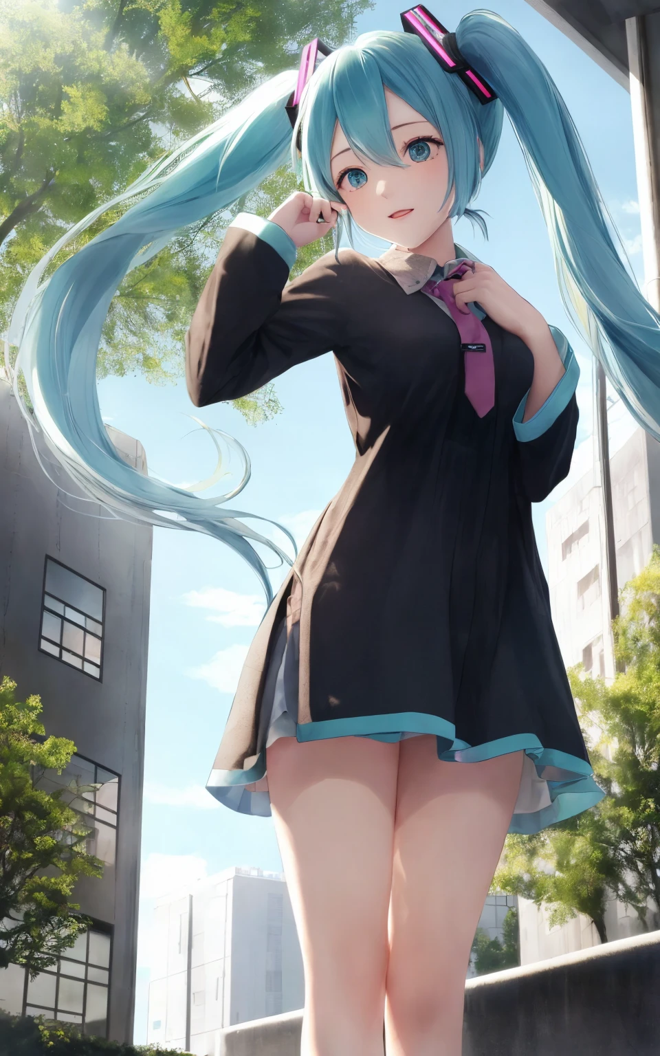 (1 Girl:1.2),(high quality), (High resolution), (Very detailed), (8k),(Demolition paperback correct)、Urusei Yatsura、Ram-chan、Sexy Lingerie、Wearing a sailor uniform、((Focus on the whole body))、Nipple Shape、((Black Pantyhose))、Hair messed up by the strong wind、Neutral White Lighting,Sexy pose、