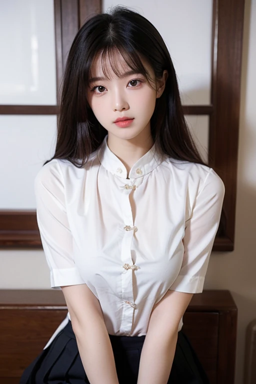 (Hyperrealistic,)4K,35mm,hyper-high detail, Professional lighting, Best quality, Ultra-high resolution, Visually stunning, (1girll:1.3), National style (Republic of China 1.3),realskin,(Perfect body 1.3)Ultra-delicate face。