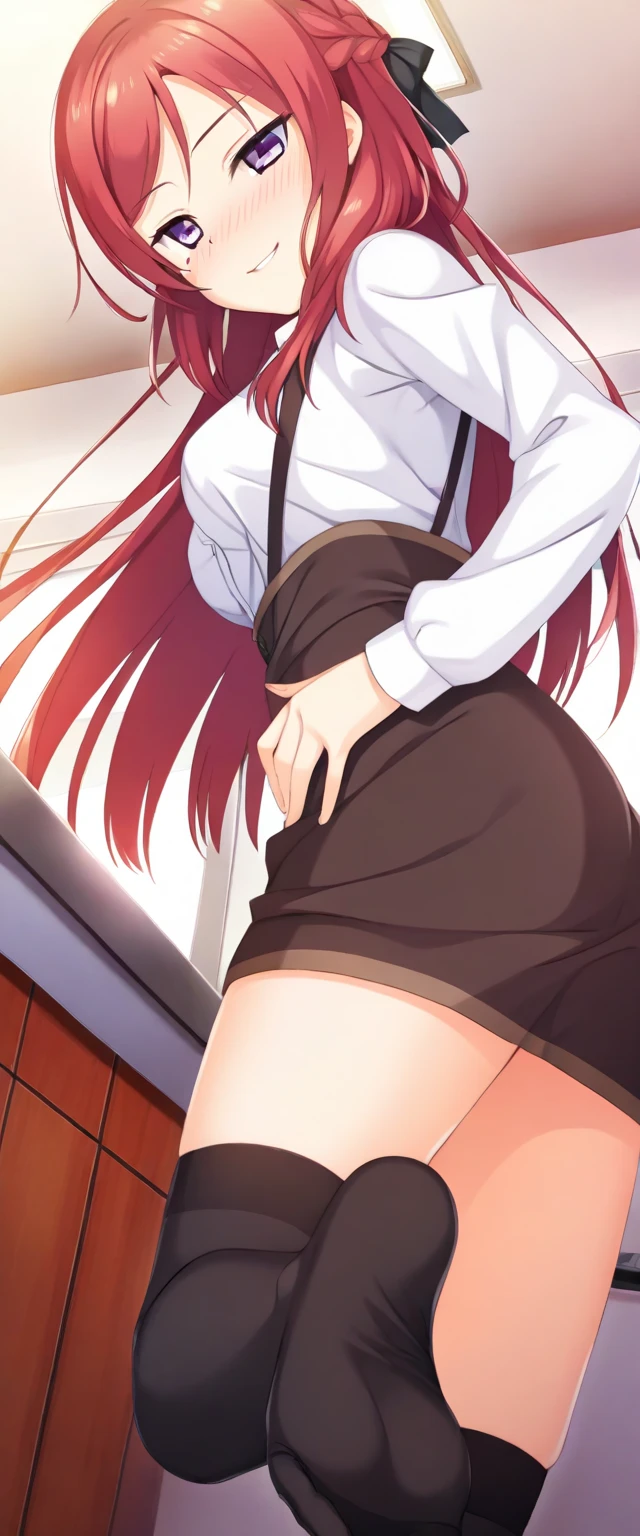 1 da Anime Linda De cabelo Rosa Longo, It's red eyes., com pernas abertas, is With School Skirt, mostrando Roupas Intimas, it's Japanese high school clothing, com estrela nos olhos, imagem Estilo Novel de anime, Roupas Intimas Brancas, com calsinha branca, colegial senda em uma mesa de pernas abertas, mostrando Roupas Intimas, his face is flushed, com vergonha, wearing pantyhose, ((imagem Estilo Novel de anime)), ((corpo inteiro)), ((With Underwear there is Sample))