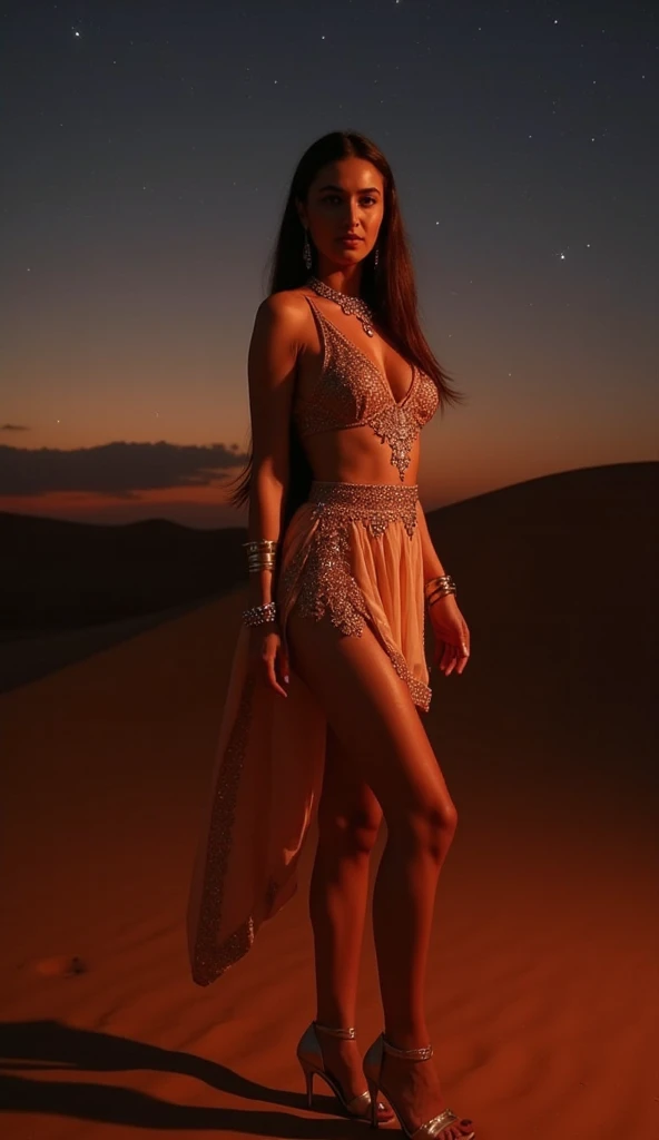 Wide Premium Portrait Photography of a 25-year-old Turkish Model named Leyla, smoky-eyed gaze, Brown Brunette hair, Olive beige skin tone, Fashion designer, Wearing a futuristic NeoMorph Bodysuit, Hand-painted High-definition Facial Features, WLOP, In Different Poses, Cloudy Lighting, Razumov Konstantin, Vladimir Volegov, Award-winning photograph, Wide-Angle Full Shot, Captured by Agfa Vista 200