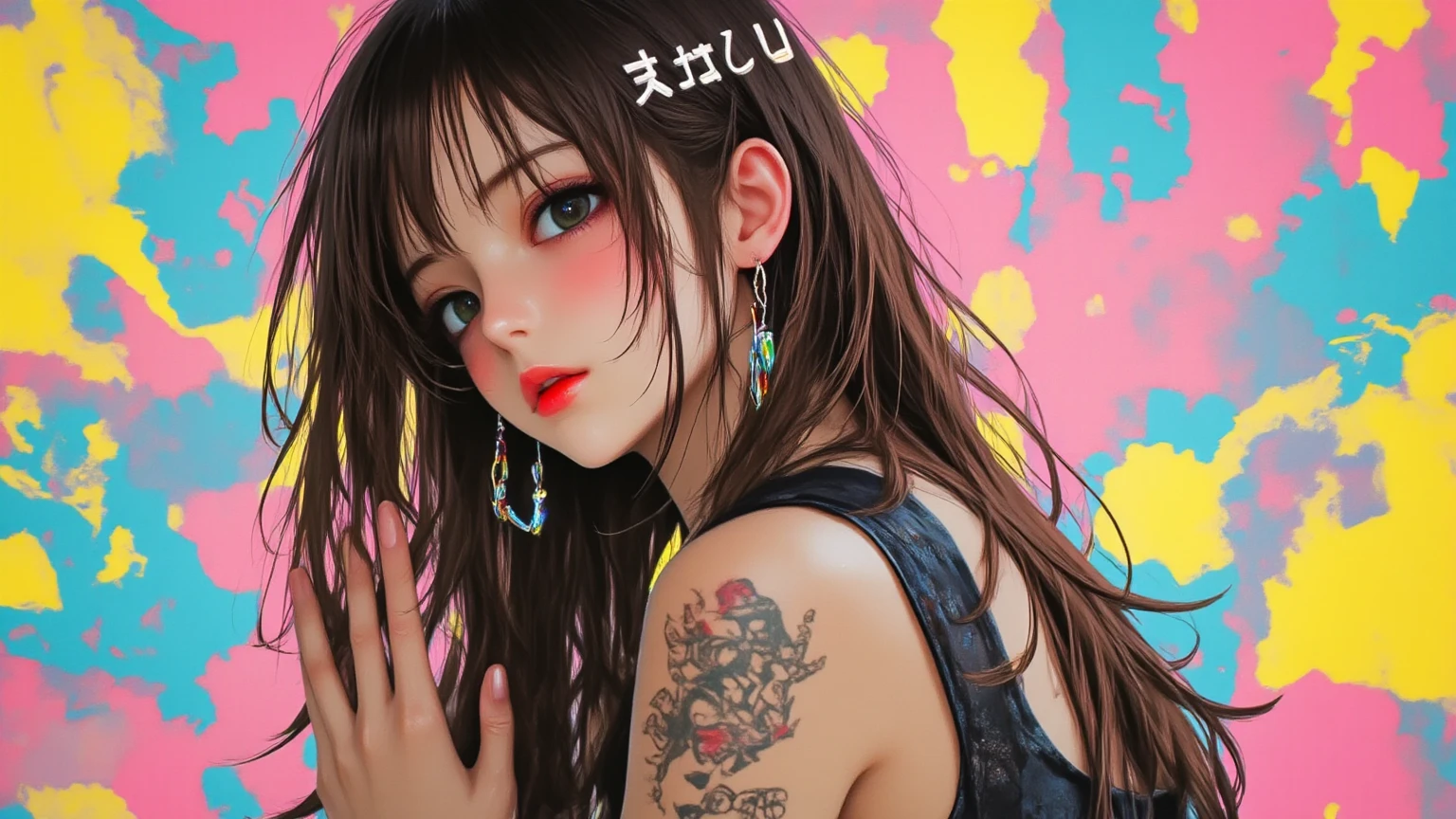 1 girl ,highest quality, ultra high resolution, highly detailed skin, Physically based rendering, ((Japanese face)),((very beautiful face)),((force:1.5)),(shiny brown hair),high nose,small nostrils,small mouth,seductive lips,beautiful breasts,perfect proportions,perfect anatomy,perfect composition,Beautiful detailed shadows,beautiful natural light,Beautiful details shine,written boundary depth,(((High chroma))),(((genuine:1.9)))、((Brilliant:1.5)),((beautiful skin)),((skin texture)),((genuineな皮膚感)),(Decorative detailed bra , T-shirt, small breasts, sensual ),sitting, Slouching in the park, I'm crazy about reading,short hair, necklace ,close,From top left ,focus on the chest ,high brightness,cute freckles,Mole under right eye