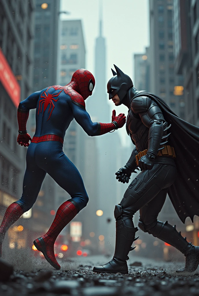 Make Batman and Spiderman punch each other's hands