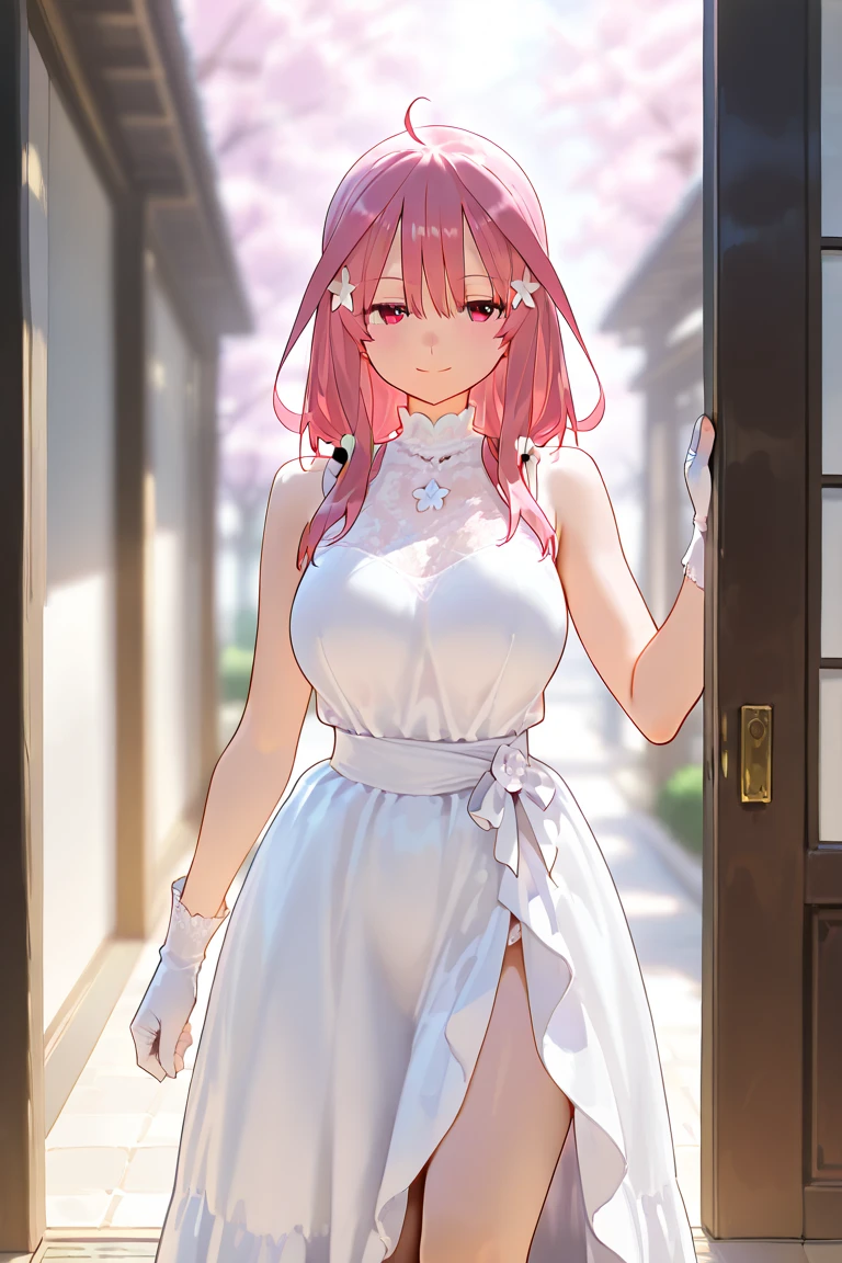 masterpiece, best quality, ultra-detailed, 4k, illustration, wide angle, yae_miko(genshin_impact), pink hair, anime, nude, naked, shower, small ,
