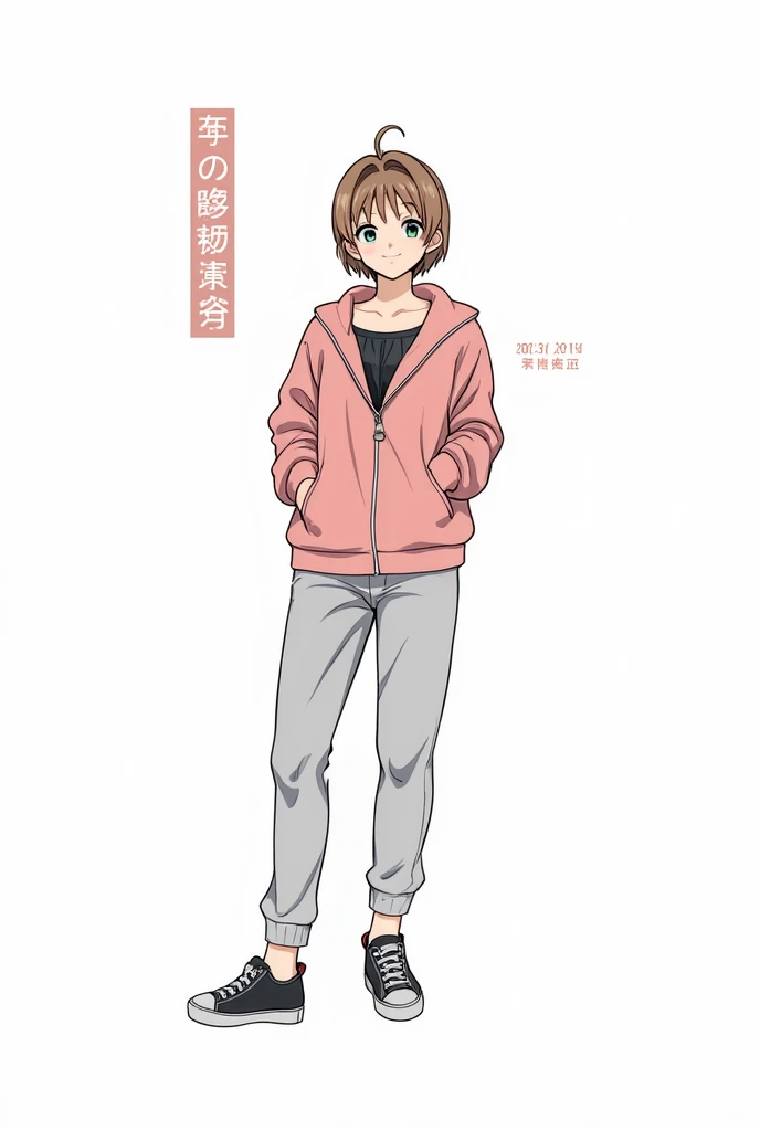 pretty girl, Beautiful hair, casual, Minimalist clothes, slim body, cute ,Cute bangs,, loose-fitting clothing, anime manga, Female,blouse, High Quality, jacket, winter colors , Simple , winter outfit, astetic , smile, 5 fingers, elegant casual ,High resolution, The Detail, , chic vibes clothes, sneakers