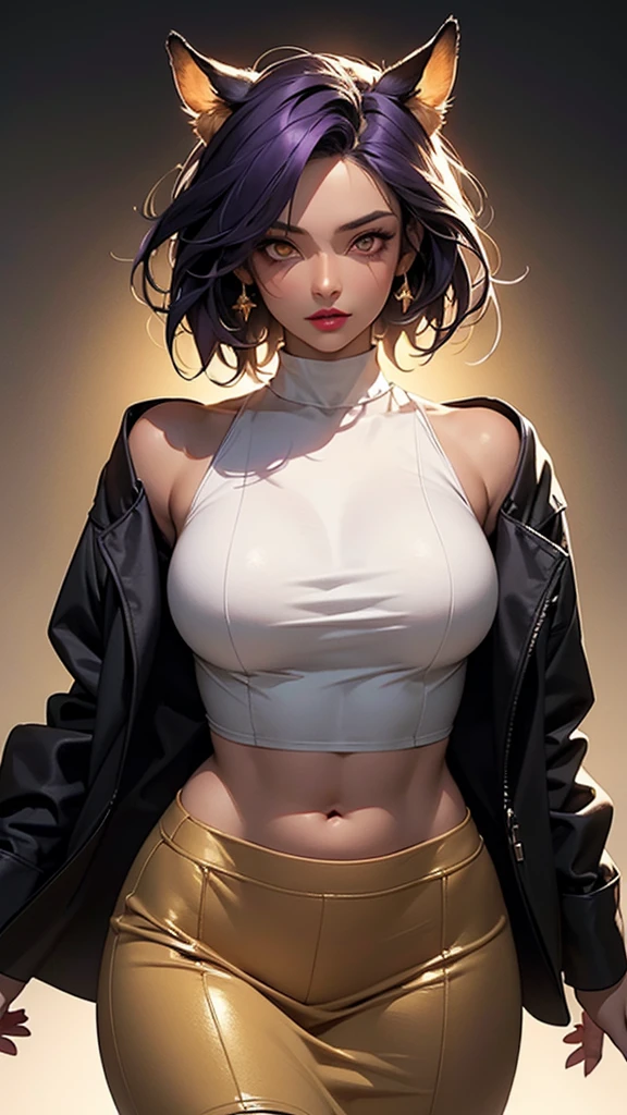 (masterpiece:1.2, best quality), (real picture, intricate details), (1lady, solo, curvy upper body, big ) The clothes are gold ar：avant-garde，avant-garde，Experiment with appearance：curlies，Dramatic makeup，Unconventional fashion choice behavior：rebelliousness、non-conformist、Provocation location：demon eyes,urban art district、Underground music venues Hobbies：Particiwpation in punk shows、creating mixed media art、Try different subcultural values：individuality、Realiy、Creative expression of inspiration：Punk rock music、Counterculture icons，Avant-garde art movement character traits：boldness、boldness、act outside the box。with a raven