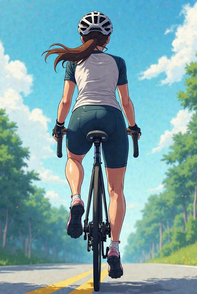((masterpiece)),((High resolution)), dramatic lighting, sharp focus, 16k UHD,
Super realistic illustration,1 beautiful girl,Road bike racing uniform,Teenage girl riding a bicycle,small head ,big breasts,translucent white shirt,shiny skin,beautiful feet,wet skin、Sweat,in a road bike race,dynamic shot