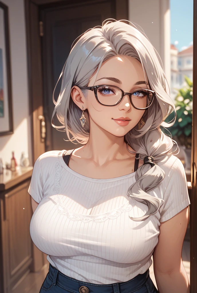 (highly detailed:1.3),
1girl, solo,
<lora:elie-nvwls-v2-zero:0.8> elie macdowell, green eyes, hairband, hair ribbon, (short shorts,:1.4), (bohemian chic fashion:1.2) (simple half sleeve shirt:1.3), navel, midriff, (jewelry:1.3), (semi-rimless eyewear:1.2), (light smile:1.1), (diamond necklace:1.3), (diamond earrings:1.2),
Ultra-detail, (highres:1.1), best quality, (masterpiece:1.3), cinematic lighting,
(highly detailed face and eyes:1.3),