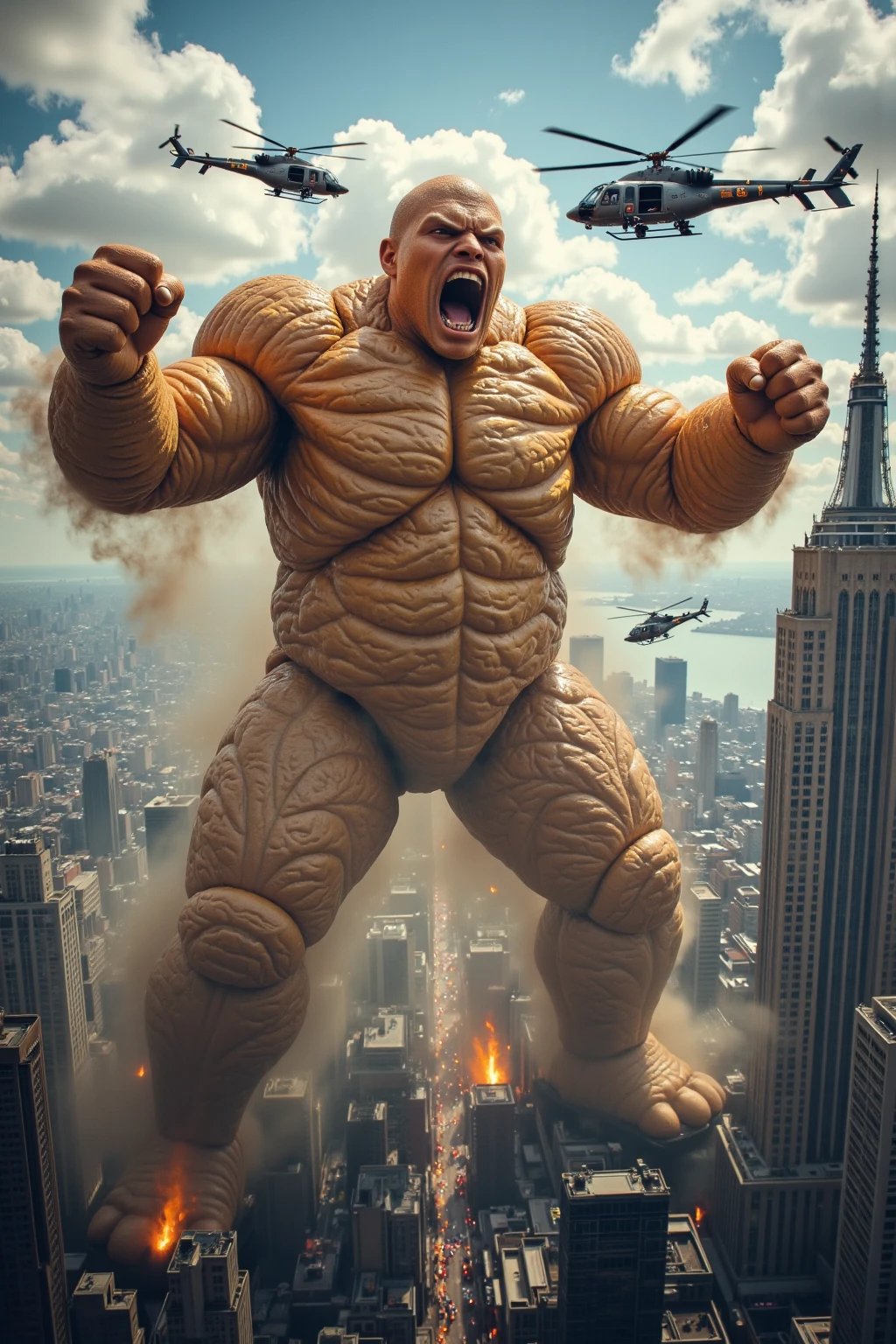 In a sand sculpture style, <lora:Sand-Sculpture-Style-SCG:0.85>, wide angle candid photo instagram post, fat cosplay Darkseid dancing on Hollywood Blvd, analog, film grain, bokeh, shallow depth of field, masterpiece