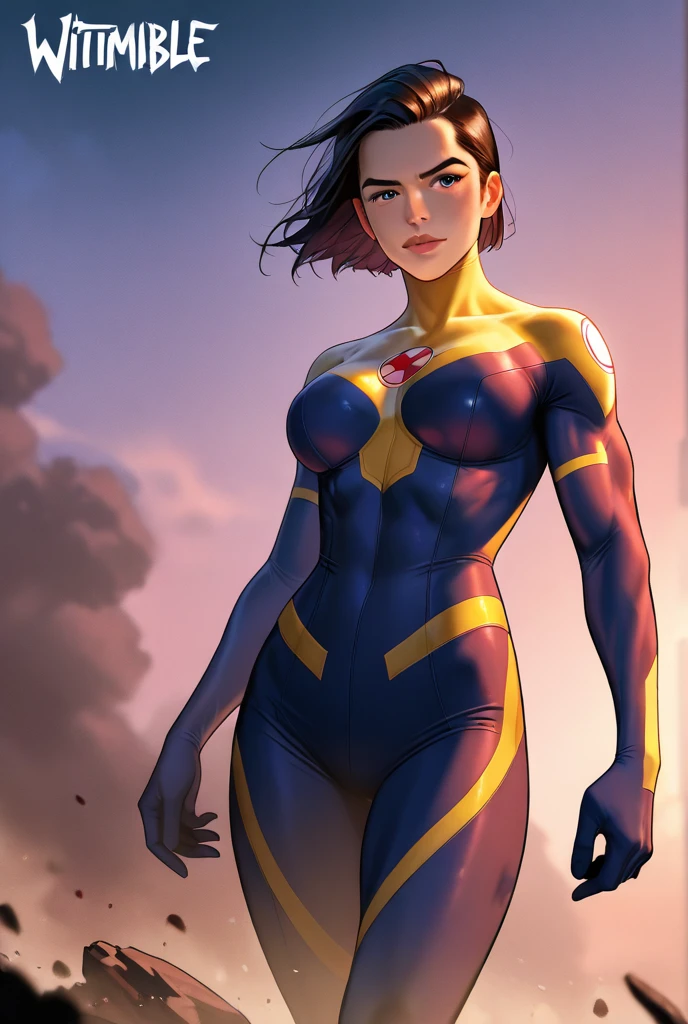 A brave and courageous image of a 6 member ranger team, Each one is decorated in vibrant colors such as:: Pink, red is front of center, violet, Green, yellow, blue black, white,. Metallic glossy body suit, Dynamic poses in a background that exudes energy and courage, neon, fire, plasma, Fluorescent, shocking, bomber, fighting pose, action pose, Embodying the essence of the classic Sentai superhero team. Each Ranger:: The attire is sophisticated and modern, Each color has elements that reflect its theme., Ready for action. ((Camel Toe)), weapons, in sunset background , in cinematic lighting, cover art mixed cinema poster style,