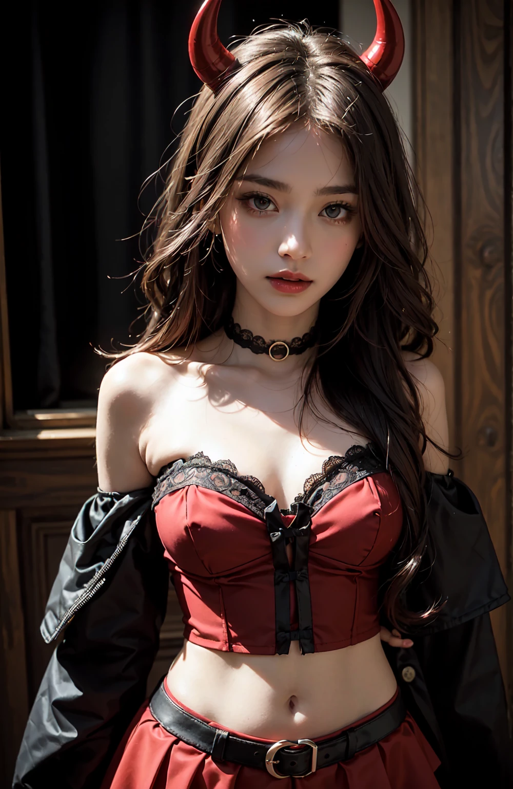 magenta tint、vibrant with colors、((tmasterpiece)))、(((quality)))、((ultra - detailed))、(Surreal)、(black transparent， lace panties)，(Very detailed CG illustration）、offcial art、CD cover、It will be、midsummer、The glorious 1980s、1 Sister，ssmile、cochetti gorgeous、incomparable beauty、long whitr hair，short blouse，Superskirt、perfect angle、Perfectcomposition、corner store，(evening，trains station，trains，Cloud)，