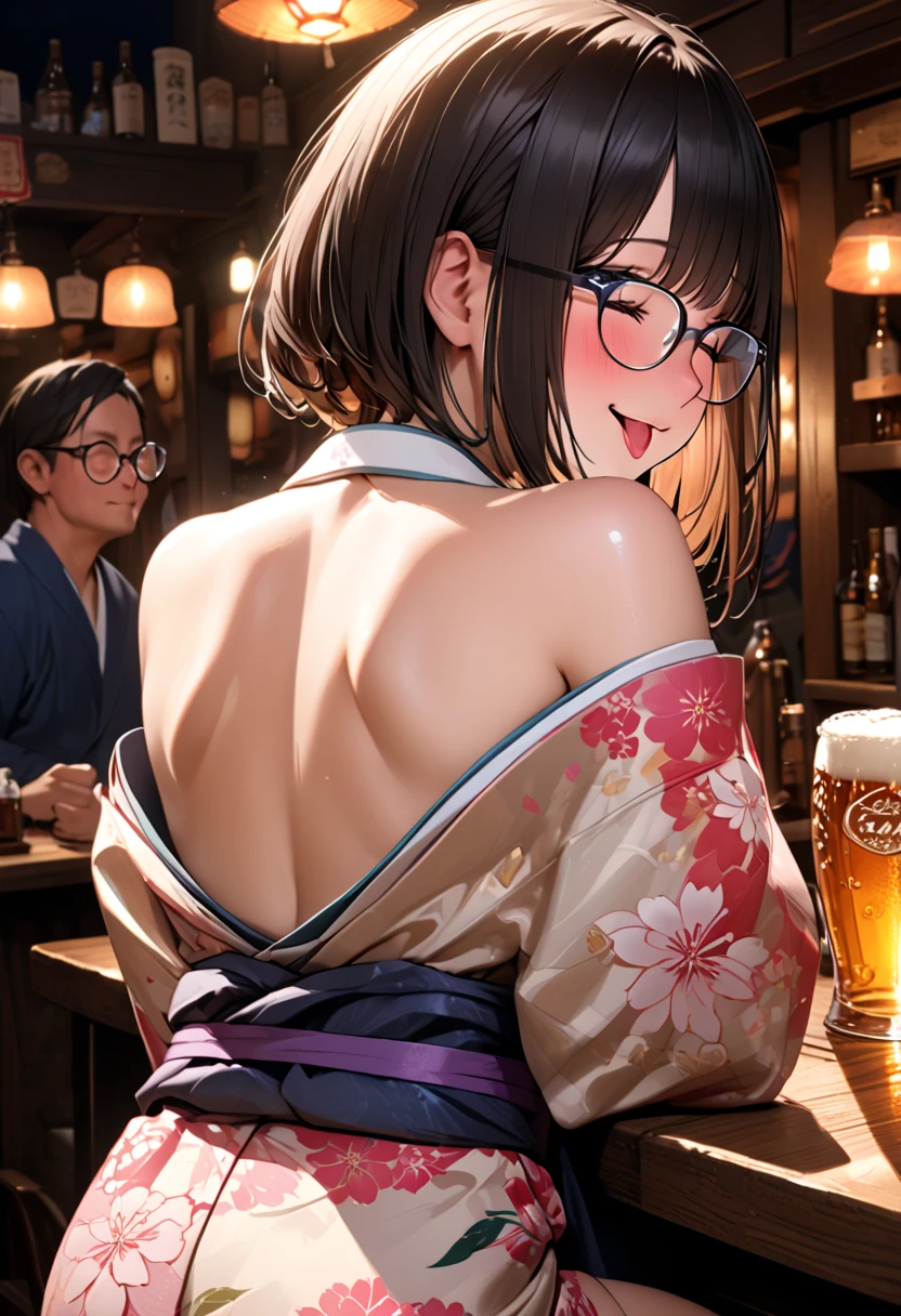 'Izakaya'' The name of the restaurant is Dasuke'' 'Itamae is naked'' 'Man'' 'Naked' 'Glasses' 'Strong style in the hand'
