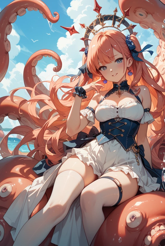 centaur、Flat chest、、Surrounded by many tentacles、Tentacles bind the arms、Tentacles entangled in the legs、Unable to move、Sweat、Surprised、inside the red cave、Ultra HD