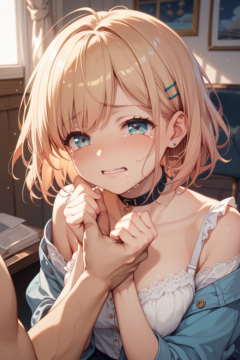 (((Browsing Caution, Close Up Facial , Front view , From below , Movie angle))) ,(On all fours), break 1girl, 20-year-old, (close your eyes),(((Embarrassing, Excited, Fascinating, In the heat, orgasm,Blushing,shortness of breath, Very humid,vapor、Man grabbing woman's breasts))) , break (((Bright pink and green hair))),(Semi-long hair tied in one piece、Add a light pink ribbon to the end.:1.3),(((Two-part bangs , middle part, Bangs parted in the middle, Side-swept bangs))), (amount:1.3), (Small breasts:1.0) ,((Sweaty skin, Dripping , girl trembling with Sexual climax, Cum in pussy, pubic hair)) ,Thin dots, feminine, Slightly muscular, Dynamic pose,((((vagina,Sex, A boy and his penis,Heterolo, Women in front and men in back , dorsal position, Cum in pussy, pubic hair)))), break, (((White - Solid - Short Sleeve - Safari Shirt ,Bottomless))), break, (((Midnight,On the bed))),(masterpiece), (Realistic), (Highest quality), (Super detailed), wonderful, ((A face with attention to detail)) , clavicle, High resolution , (Super detailed), Smooth, 16K, Vibrant colors,vagina,Sex,
