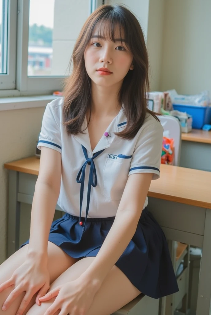 Masterpiece,Highest quality,Official Art,Highly detailed CG Unity 8k wallpapers, Best Quality, 8k, 12 Year Old Naked Girls, tits小さい, 、Raw photo, Absurd, Award-winning portraits, A shy smile, Solo, , , Delicate girl, upper body, Digital SLR, Looking at the Viewer, Frank, Sophisticated, Thin arms, maid Cafe, (Detailed eyes and face:1.0), (Senile:1.1)、((NSFW:1.7、Real))、1 Girl, ((Schoolgirl uniform)), View your viewers, Young face、Satisfied expression, (( Spreading legs、With legs apart、Mainly crotch)),Show your chest、、tits、Small breasts、、((Genitals))、((((10 years old)))))、(((Genitals)))、(Pussy line)、((((Japanese elementary school students、She has a bun hairstyle、Japanese Junior Idols、I was in ecstasy.....、、I feel ???????、