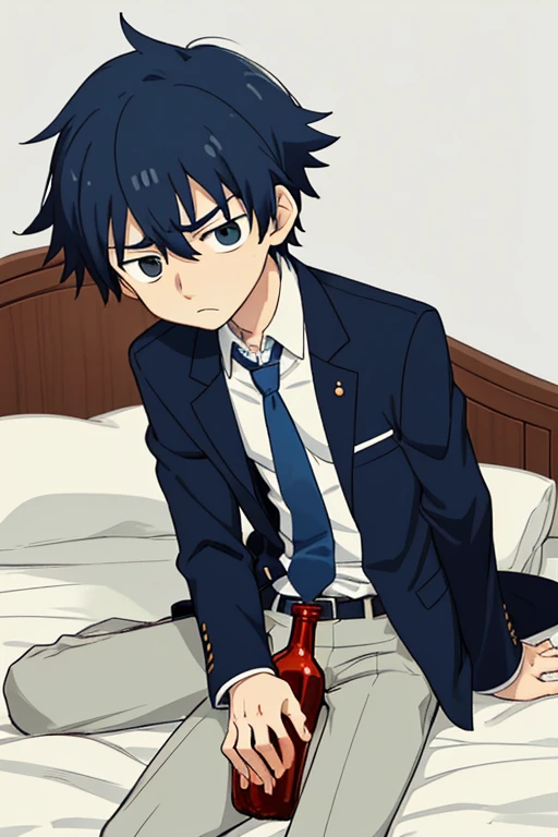 score_9, score_8_wonderful, score_7_wonderful, sauce_anime,Blue Rock,İsagi,Male Focus,1 male,No pants,Red tie，Auction,blazer,On all fours,Place your hands on the floor,Kissing the penis,Leash color,View your audience,Squat,humiliation,Obedience,Black Hair,blue eyes,Mob