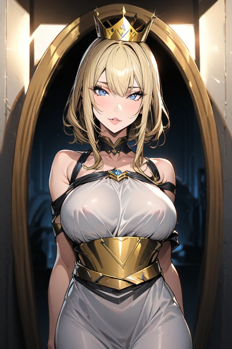 （Lower grade 1.8）、((Nordic Queen))、Blonde、Short Hair、Big daughter、Large Breasts、Are fat、Mature Woman、crown、Is making a speech