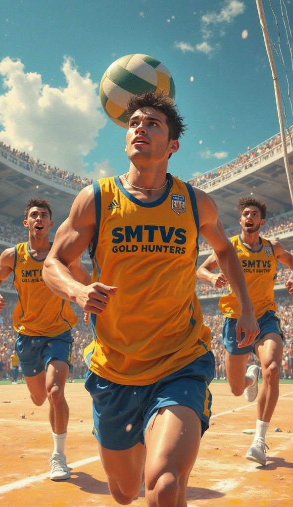 An 18-year-old boy frat bro, embodying the perfect fusion of Joey Lawrence and Cody Calafiore with long hair, exuding an aura of strength and confidence. Enhanced with HDR technology, this image depicts a true masterpiece, 4K resolution, varsity football jersey, perfectly rendered uniforms