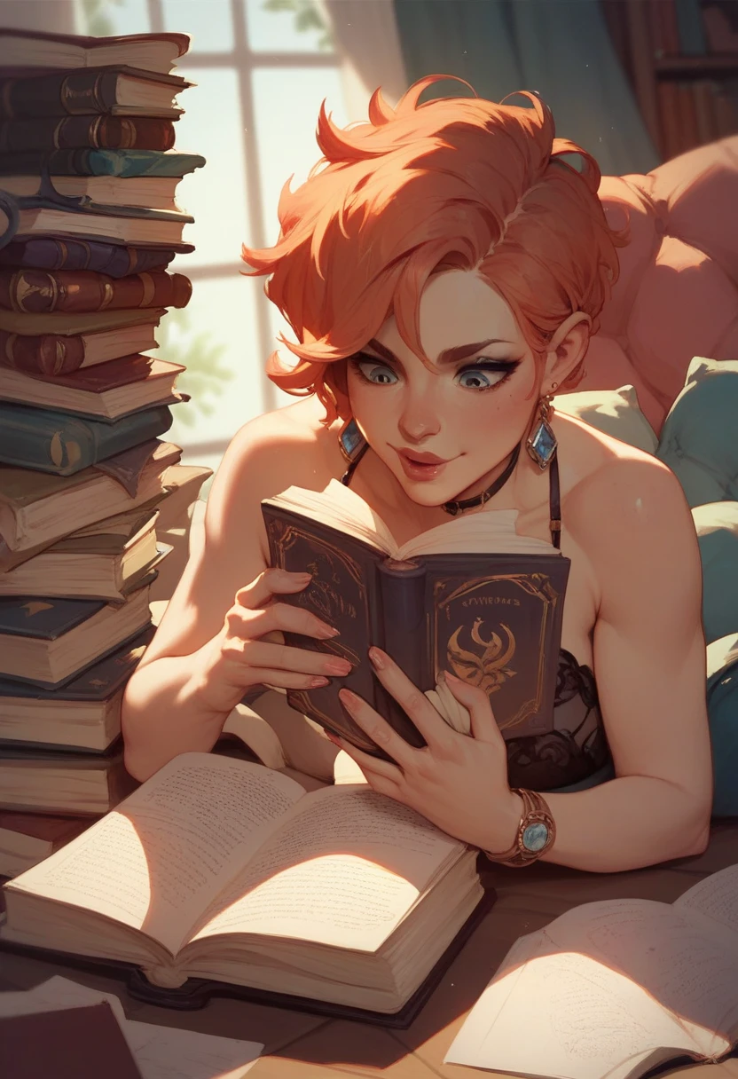 Indian lady reading book