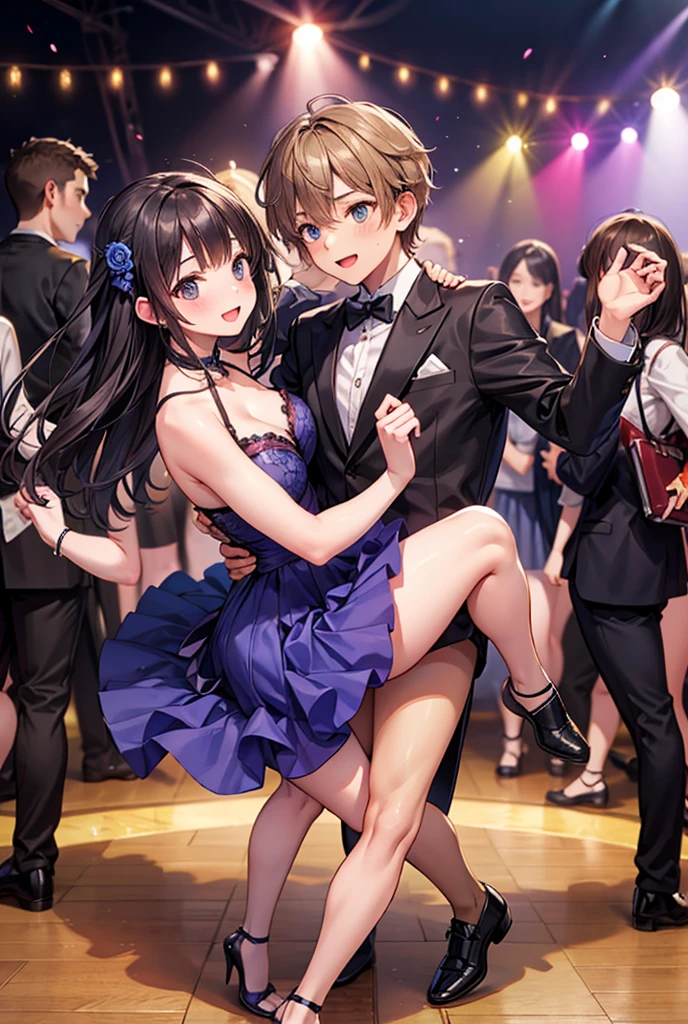 ((Highest quality)), ((masterpiece)), (detailed), (Perfect Face)、The woman is Reika Aoki with semi-long hair、A woman is dancing salsa passionately in a salsa costume in South America
